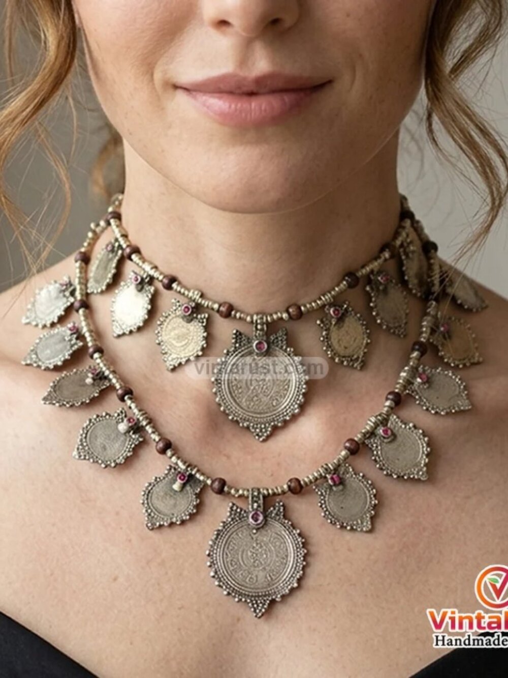 Vintage Kuchi Coin Necklace: Afghan Tribal Boho Jewelry